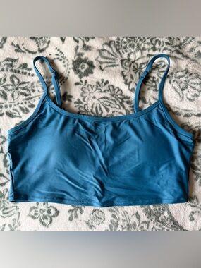 aerie Teal Scoop Neck Long Line Bikini Top